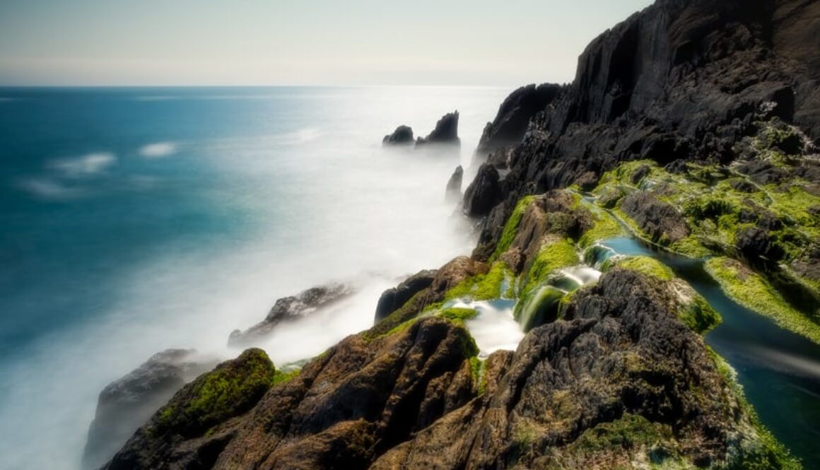 a long exposure photograph of the sea