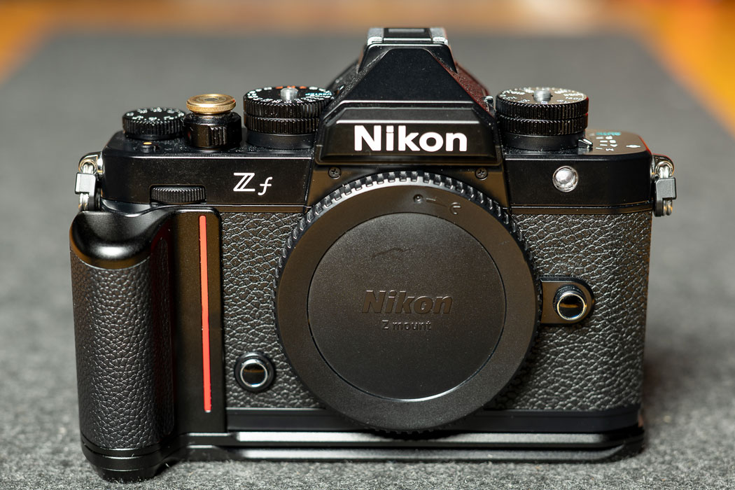 Nikon ZF camera with a grip fitted.