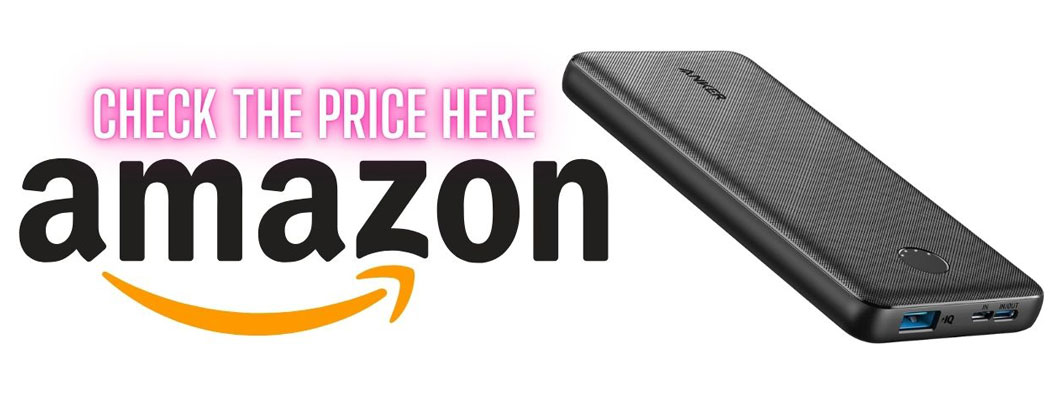 Anker power bank with text saying check the price here on Amazon.